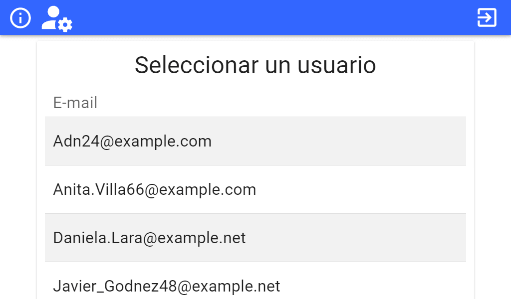 Pantalla de configuración de Open Bee selección de usuarios