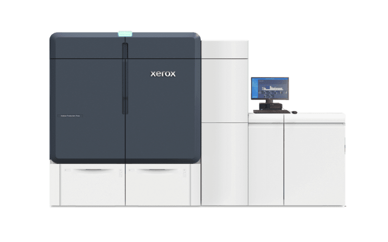 Vista frontal de la prensa de producción Iridesse® de Xerox®